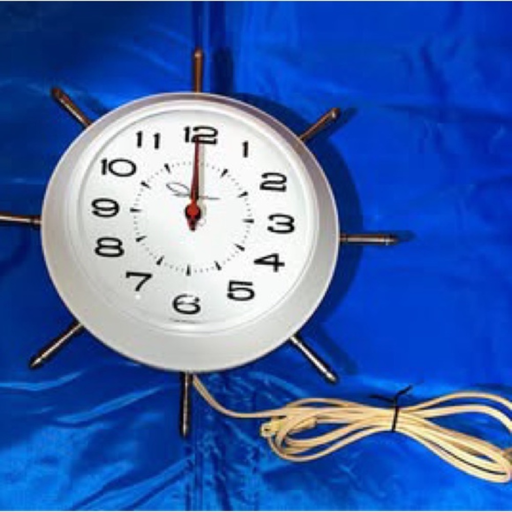 Elegant White and Gold Ship Wheel Wall Clock